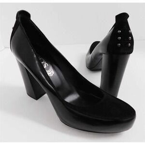 Tod's Black Leather‎ Suede High Heel Pumps Italy 37.5